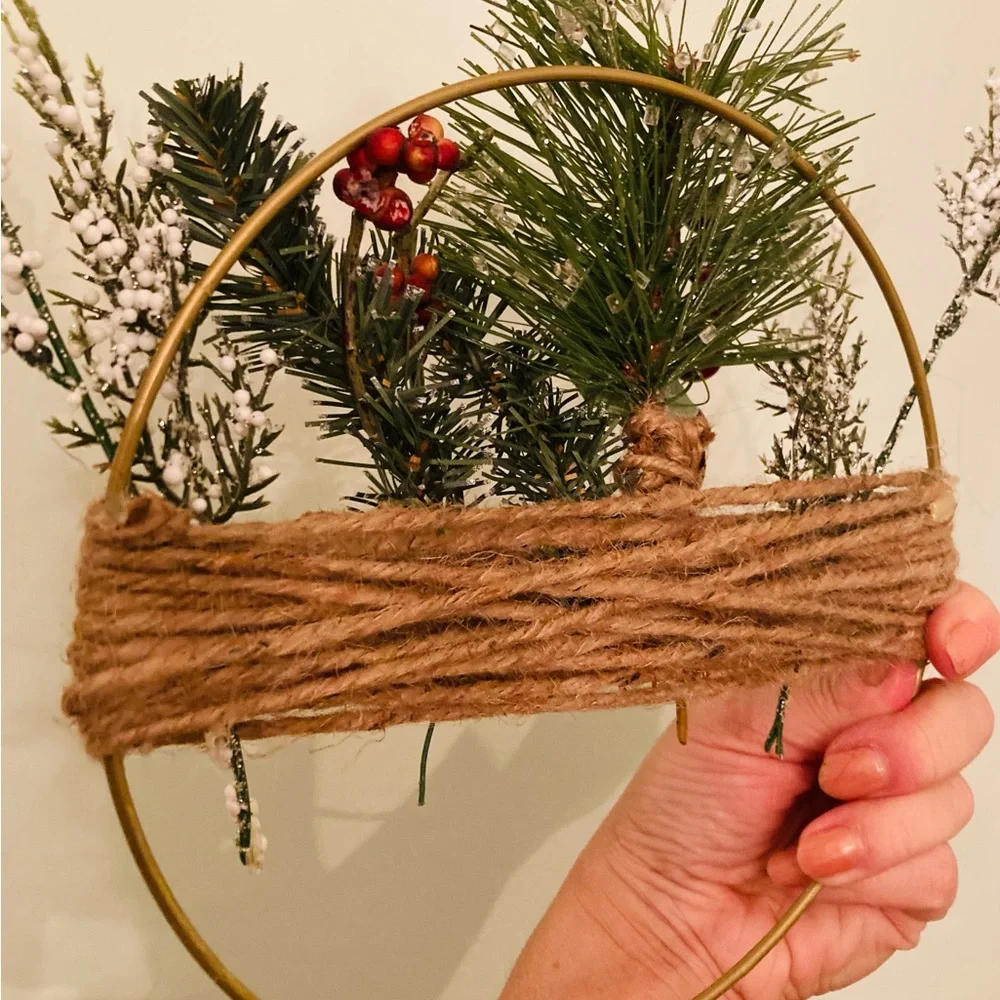 Handmade Winter Wreath 8 inches Holiday Christmas Art Door Hanging Berries